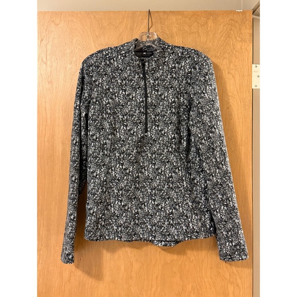 Spyder Active Tops - Spyder Active Black White Marled Fleece Quarter Zip Pullover Women's L Ski Layer